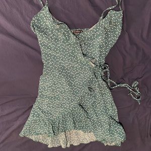 Green Heart Print Wrap Dress Plus Size